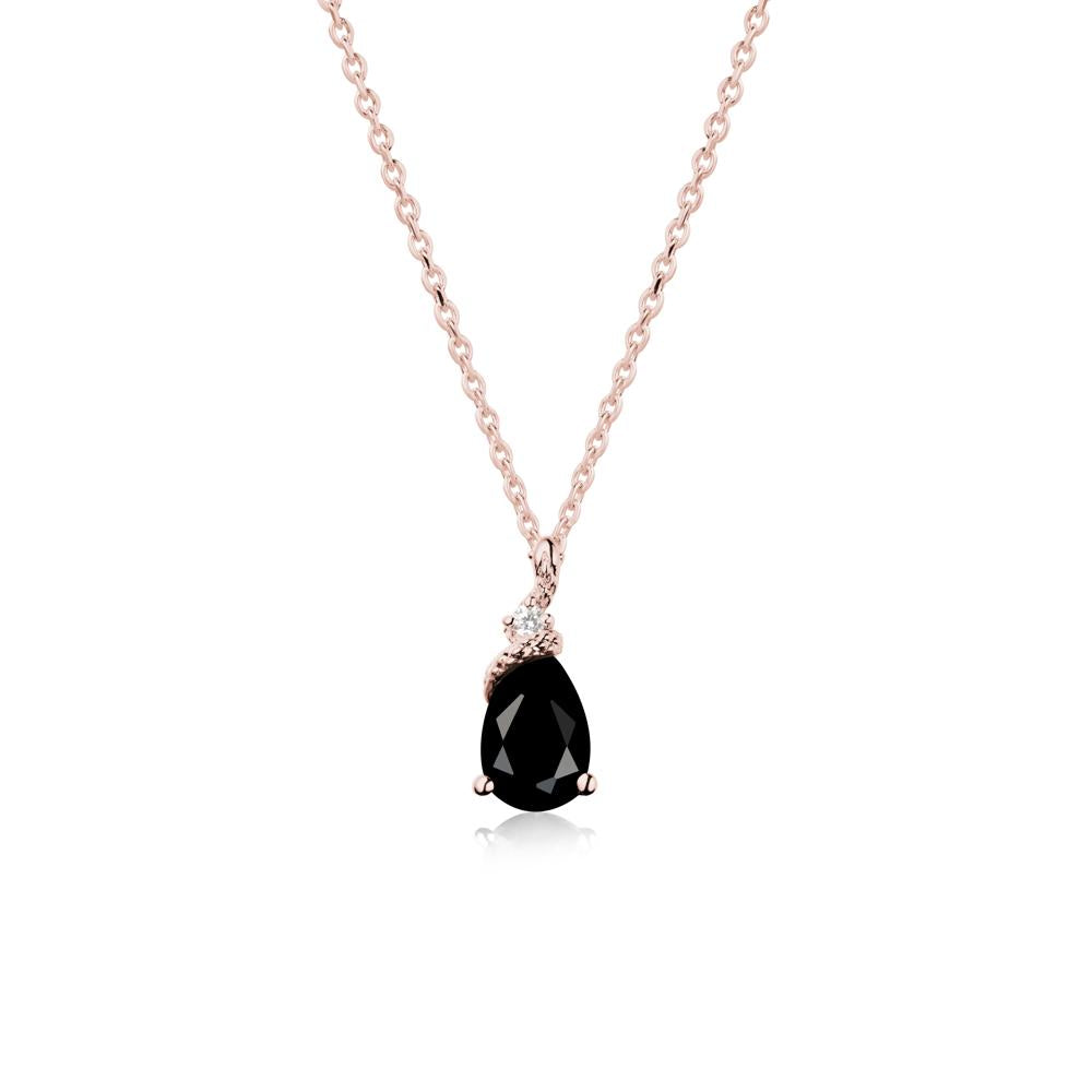 Pear Black Spinel Serpent Necklace - LUO Jewelry #metal_18k rose gold