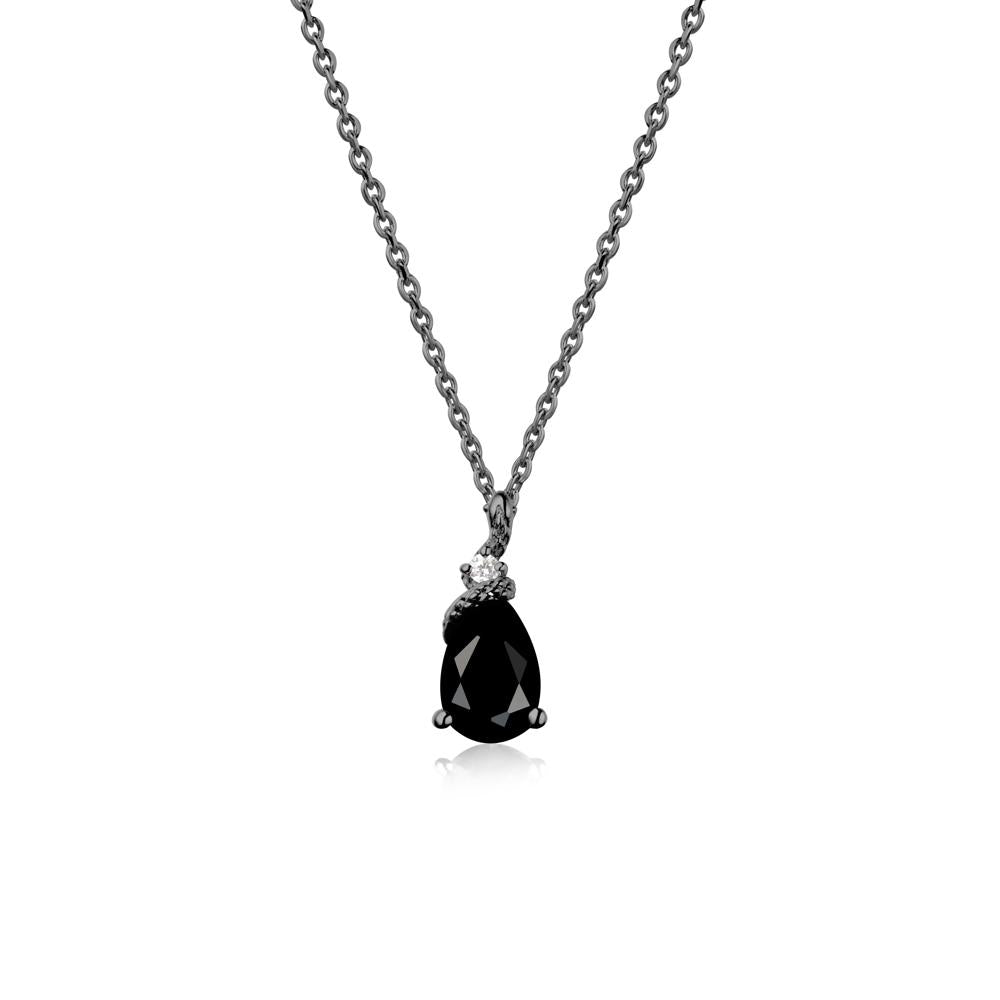 Pear Black Spinel Serpent Necklace - LUO Jewelry #metal_black finish sterling silver