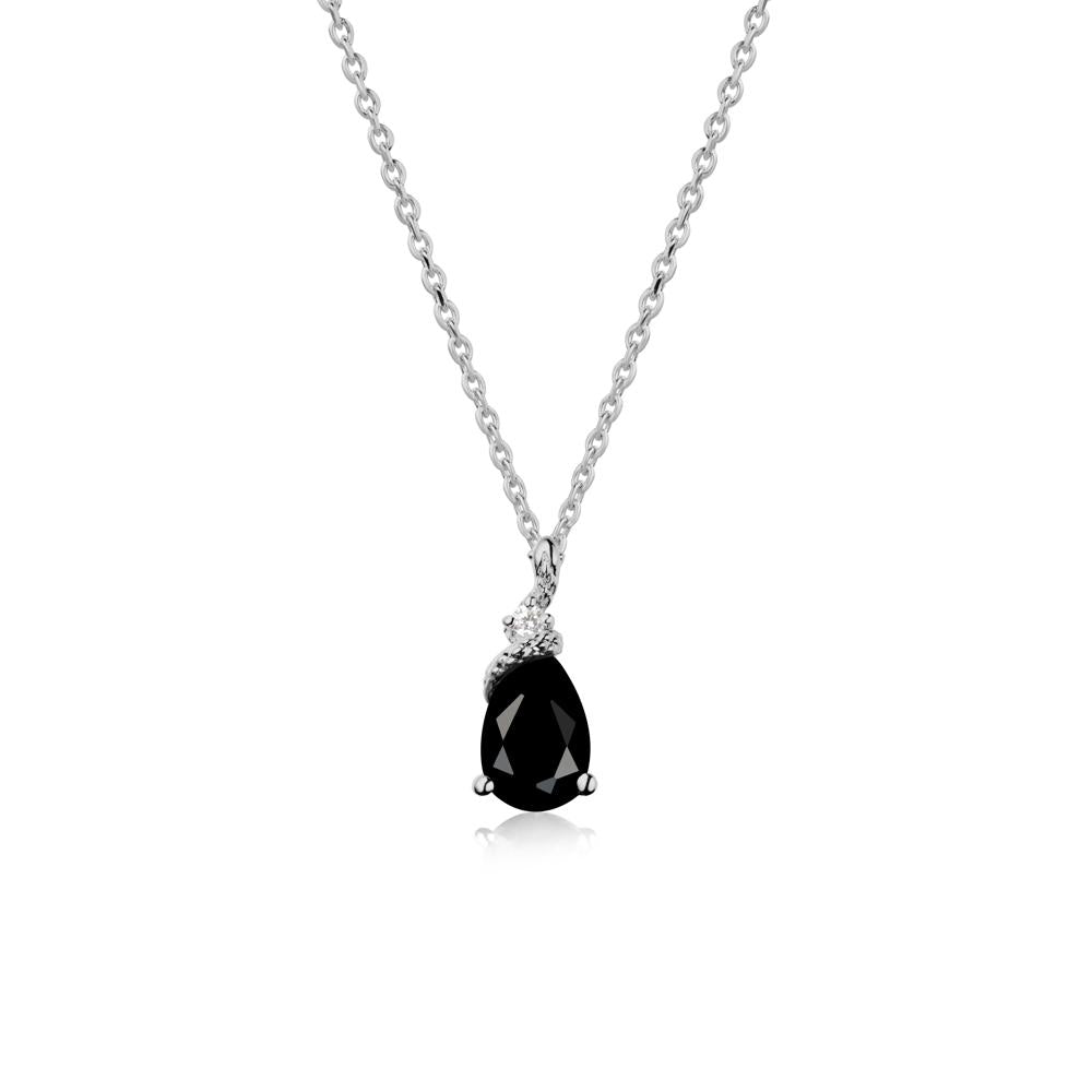 Pear Black Spinel Serpent Necklace - LUO Jewelry #metal_platinum