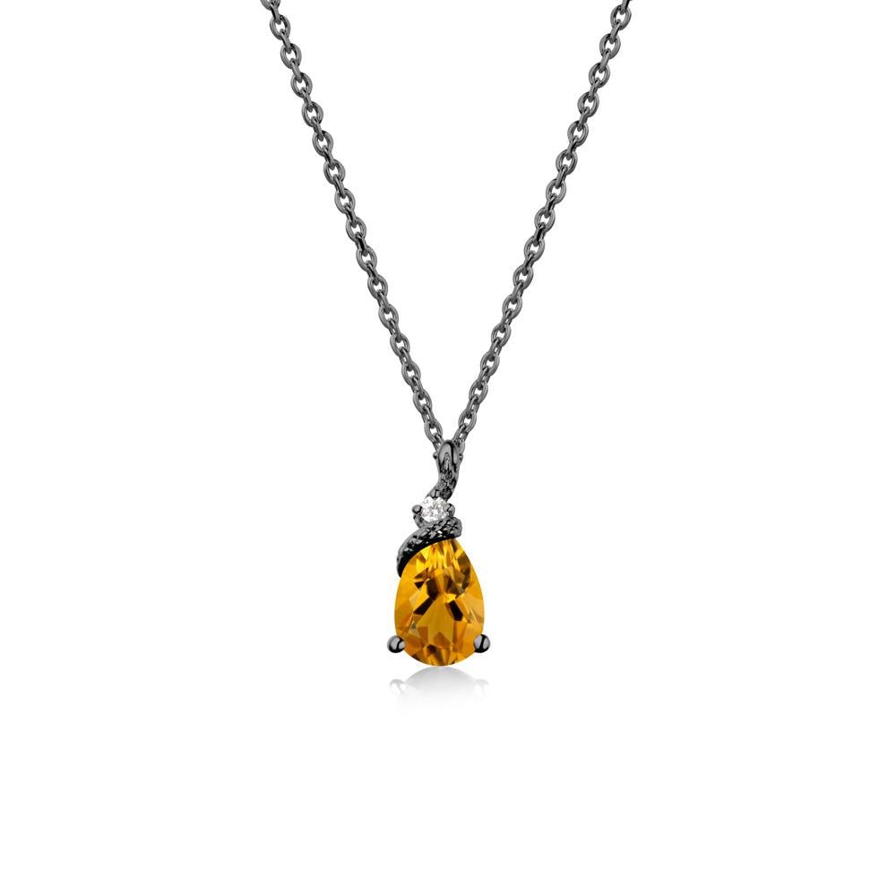 Serpent Pear Cut Citrine Necklace - LUO Jewelry #metal_black finish sterling silver
