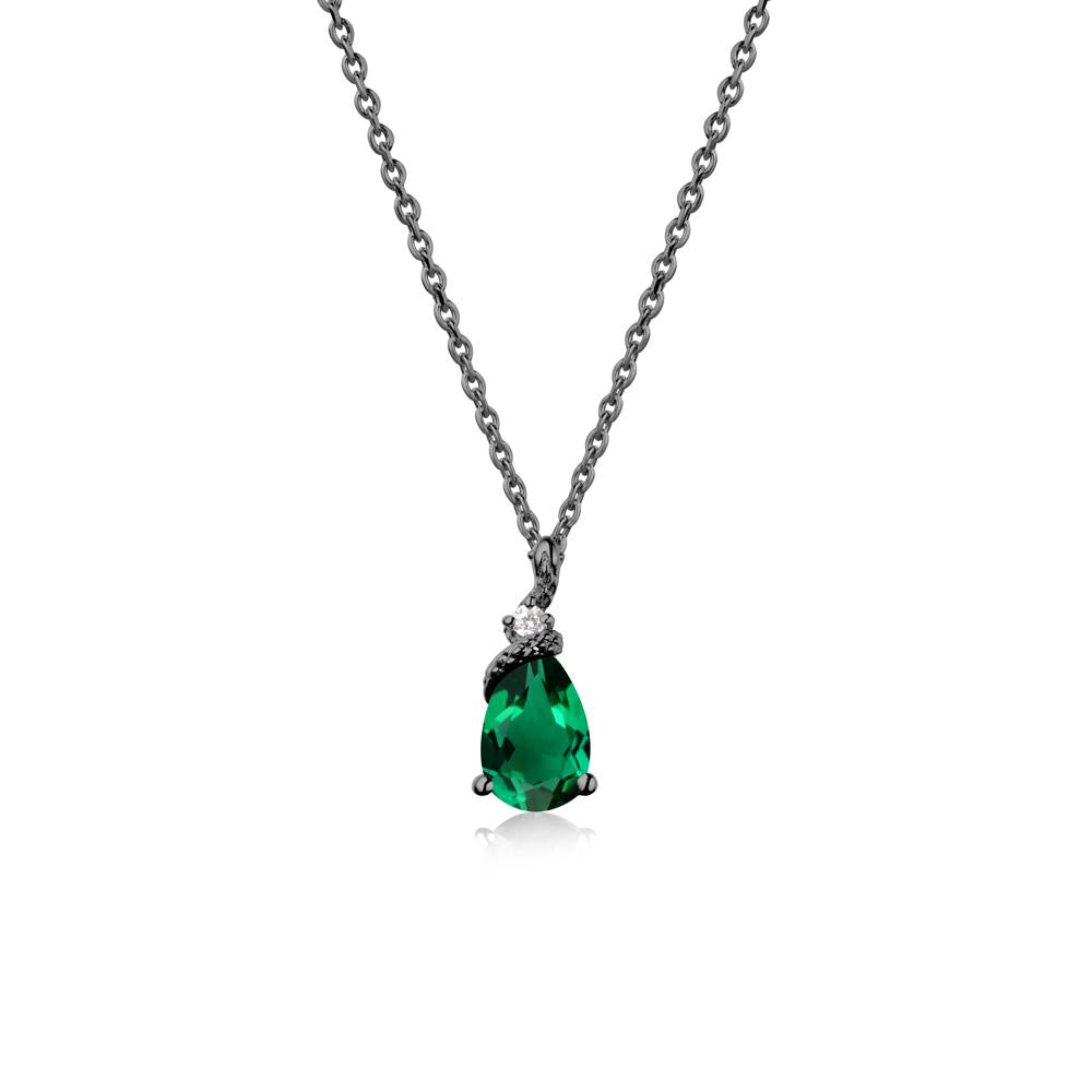 Pear Emerald Serpent Necklace - LUO Jewelry #metal_black finish sterling silver
