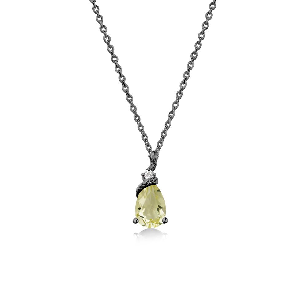 Serpent Pear Cut Lemon Quartz Necklace - LUO Jewelry #metal_black finish sterling silver