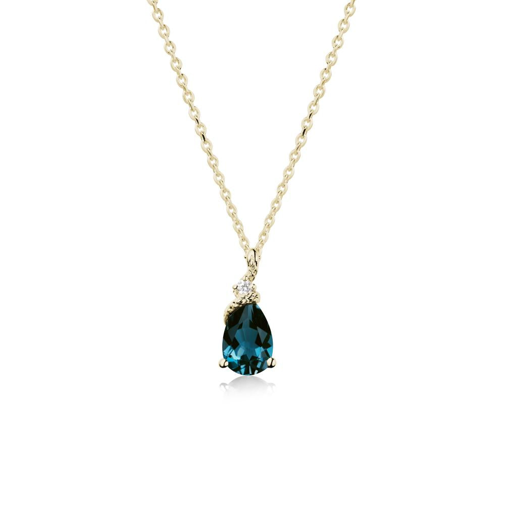 Pear London Blue Topaz Snake Necklace - LUO Jewelry #metal_14k yellow gold