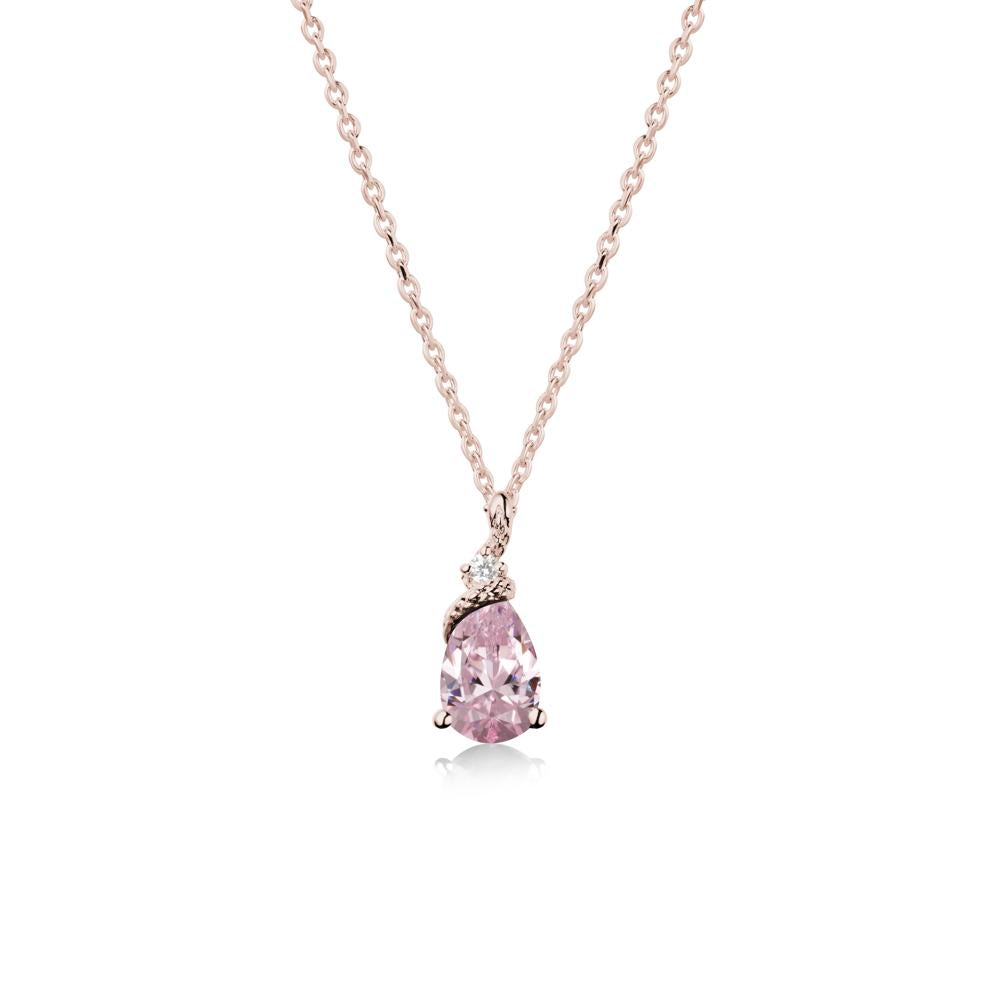 Pear Pink Cubic Zirconia Serpent Necklace - LUO Jewelry #metal_14k rose gold