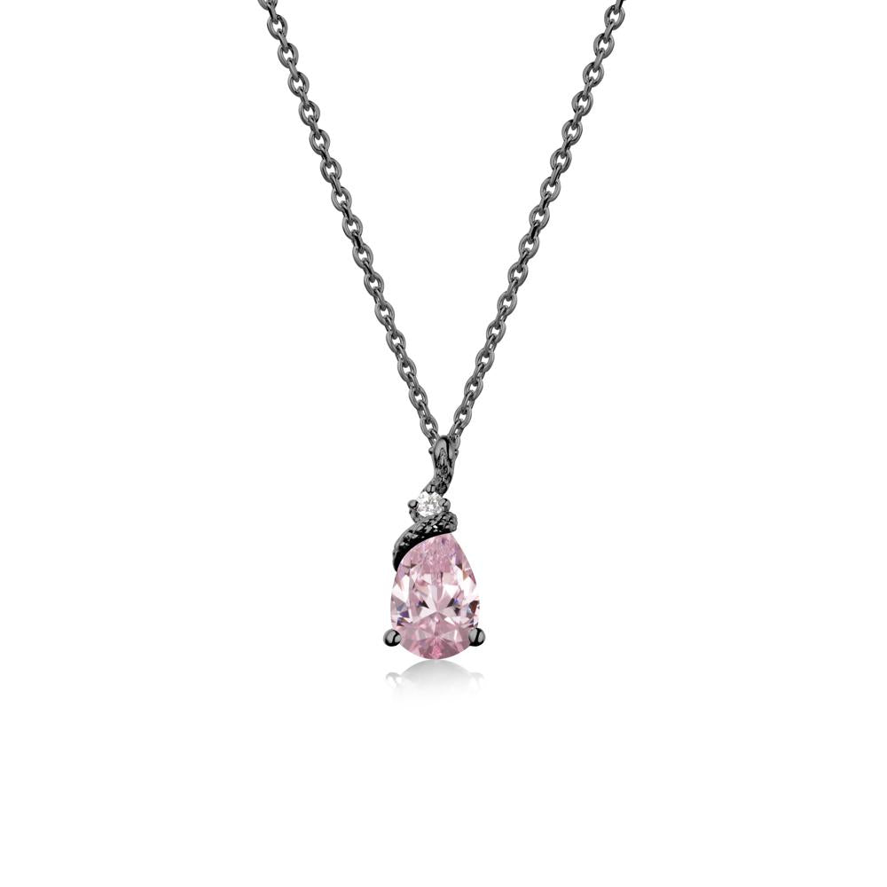 Pear Pink Cubic Zirconia Serpent Necklace - LUO Jewelry #metal_black finish sterling silver