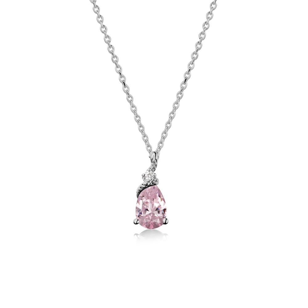 Pear Pink Cubic Zirconia Serpent Necklace - LUO Jewelry #metal_platinum