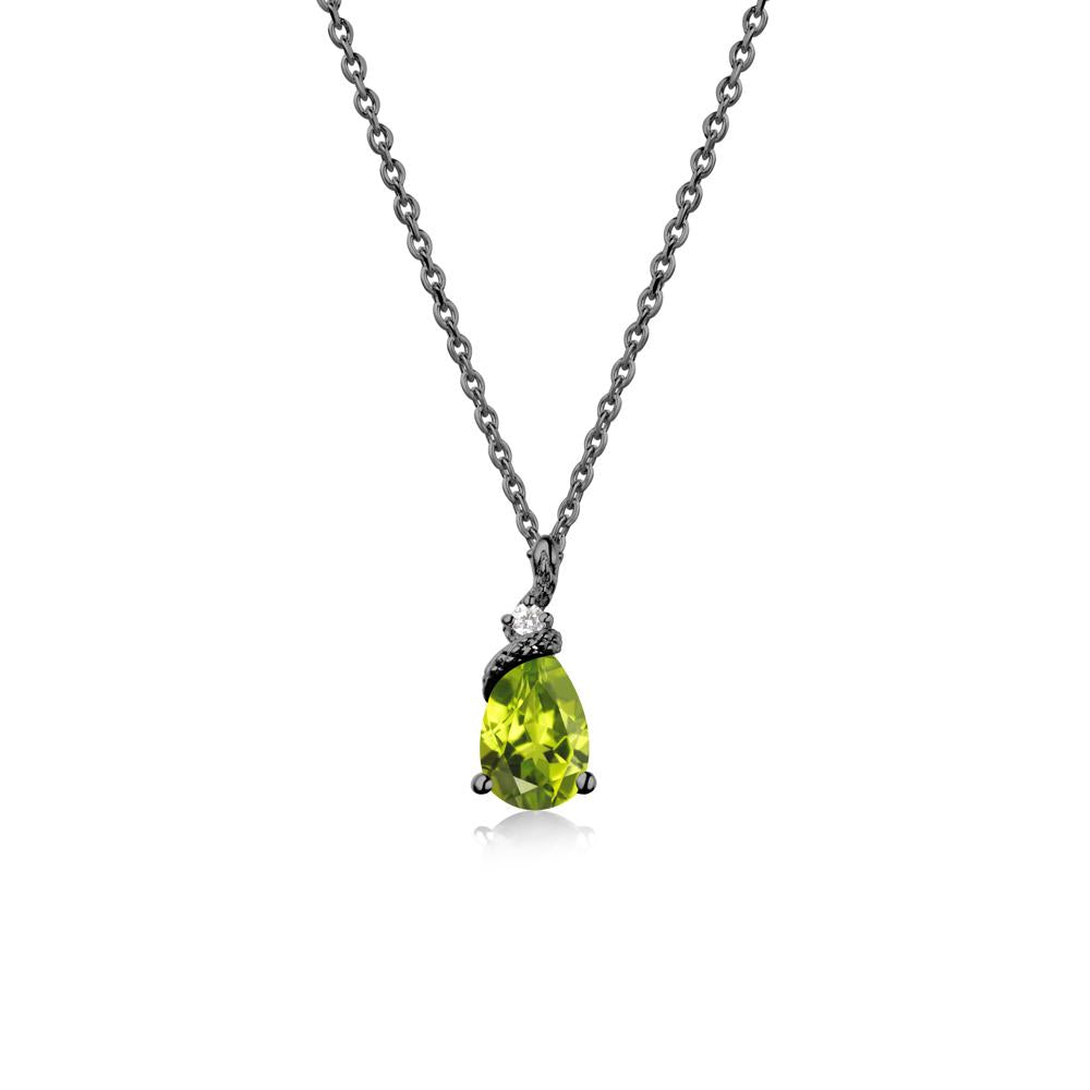 Serpent Pear Cut Peridot Necklace - LUO Jewelry #metal_black finish sterling silver
