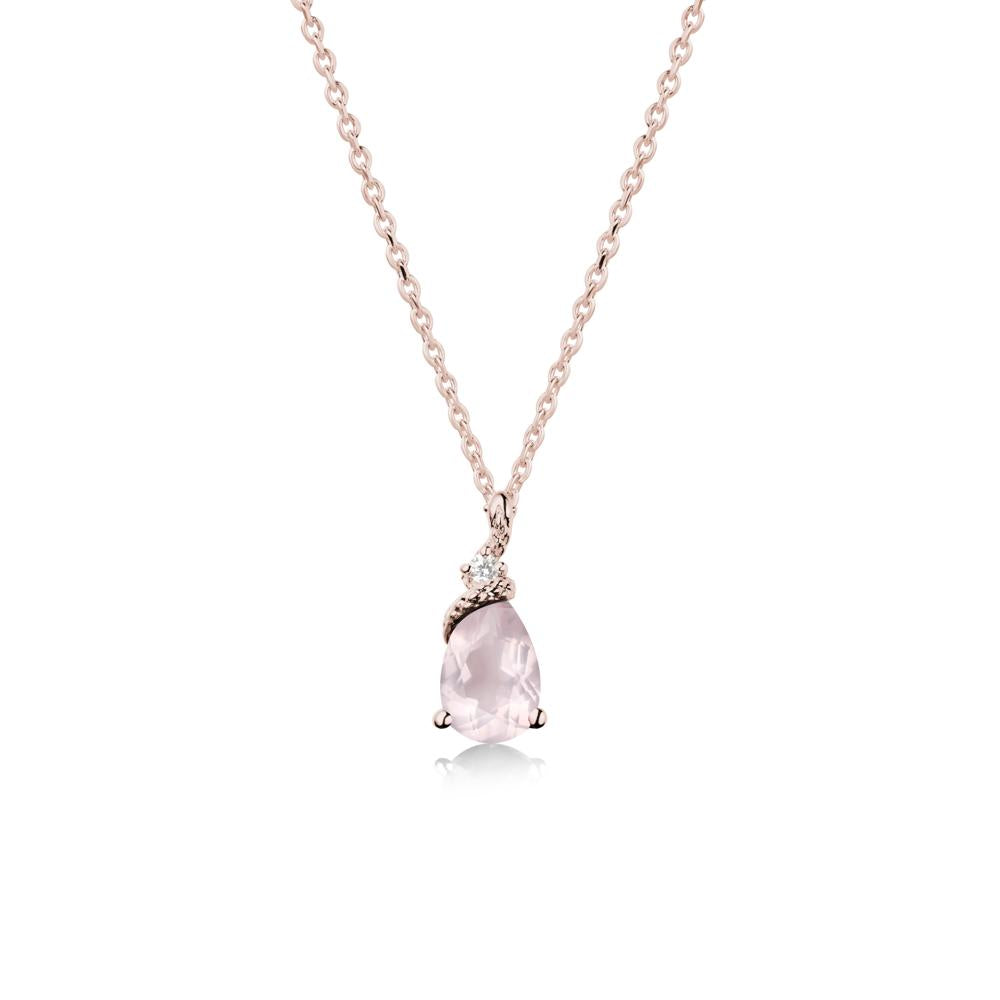 Pear Rose Quartz Snake Necklace - LUO Jewelry #metal_14k rose gold
