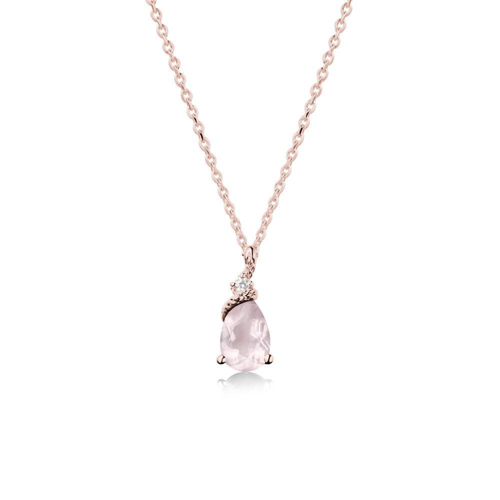 Pear Rose Quartz Snake Necklace - LUO Jewelry #metal_18k rose gold