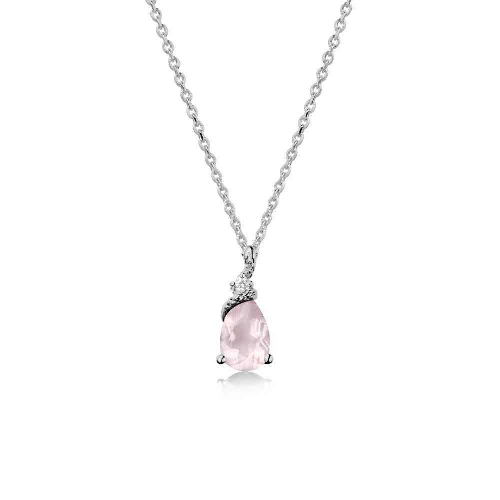 Pear Rose Quartz Snake Necklace - LUO Jewelry #metal_platinum