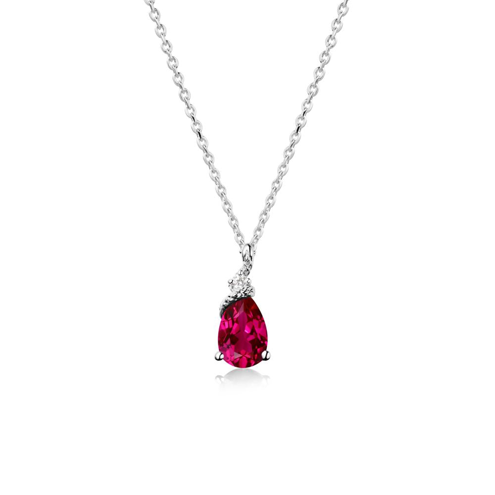 Pear Ruby Serpent Necklace - LUO Jewelry #metal_18k white gold