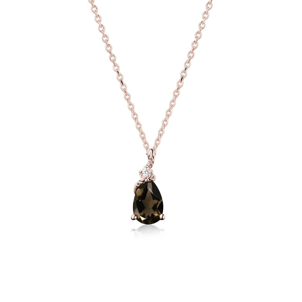 Pear Smoky Quartz Snake Necklace - LUO Jewelry #metal_14k rose gold