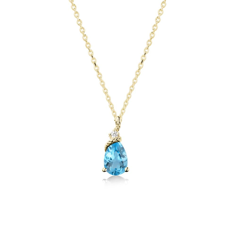 Pear Swiss Blue Topaz Serpent Necklace - LUO Jewelry #metal_18k yellow gold