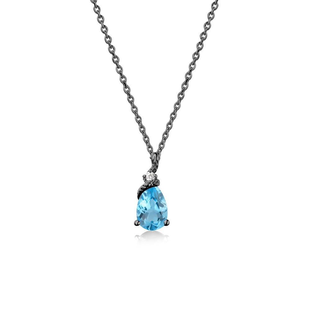 Pear Swiss Blue Topaz Serpent Necklace - LUO Jewelry #metal_black finish sterling silver