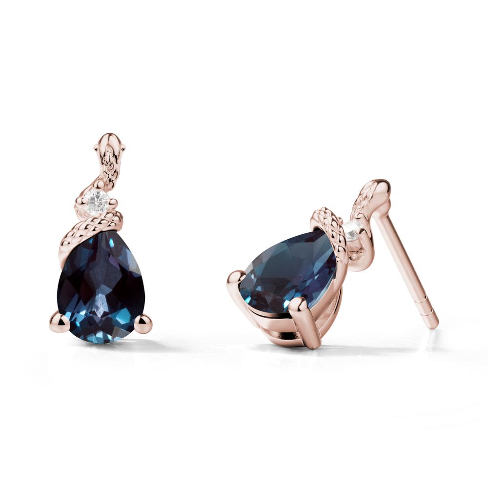 Pear Shaped Alexandrite Sanke Earrings - LUO Jewelry #metal_14k rose gold