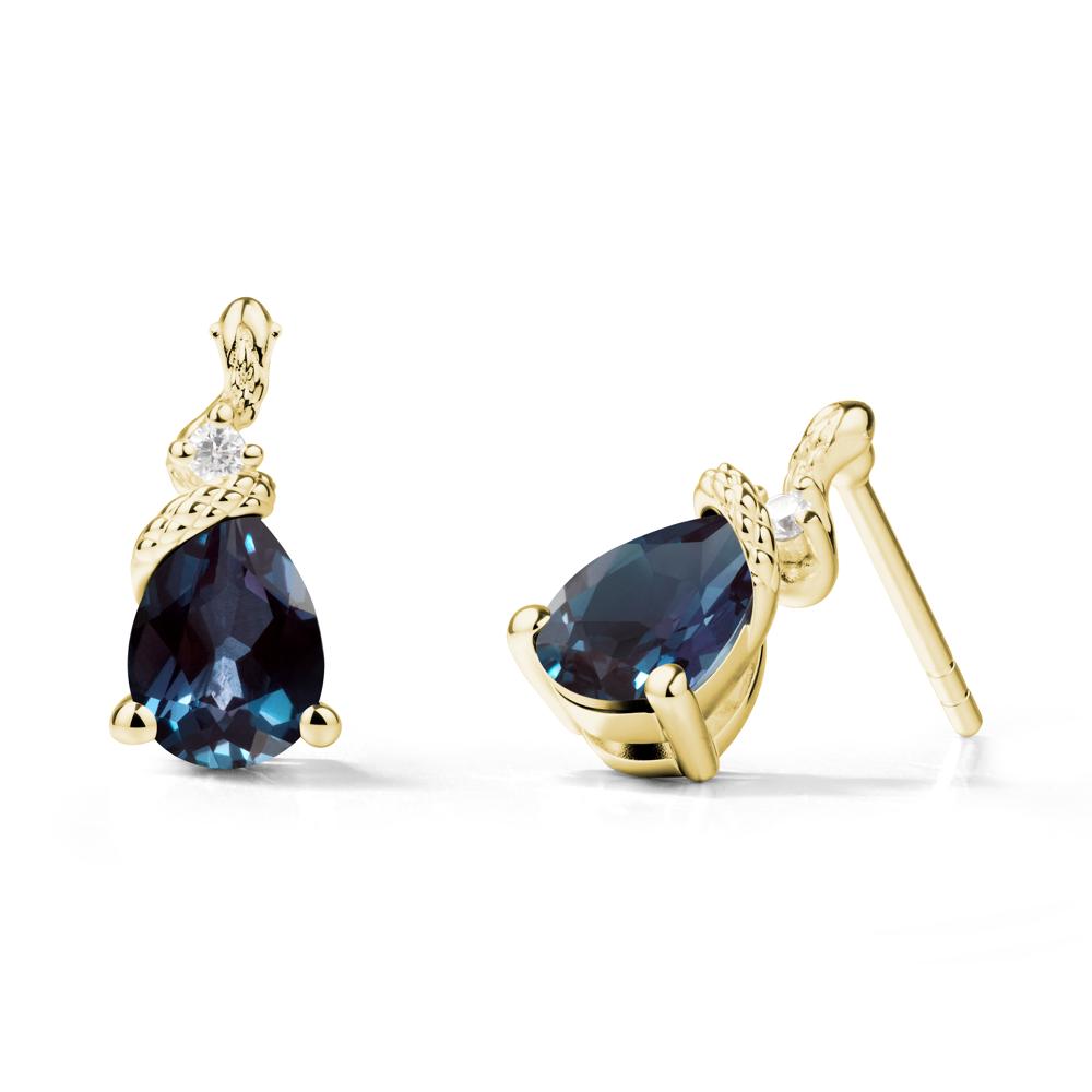 Pear Shaped Alexandrite Sanke Earrings - LUO Jewelry #metal_18k yellow gold