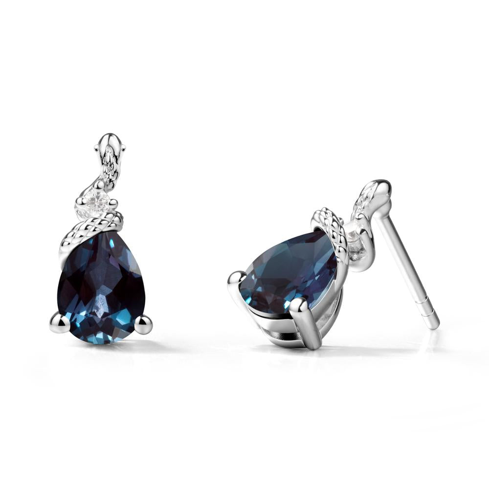 Pear Shaped Alexandrite Sanke Earrings - LUO Jewelry #metal_sterling silver