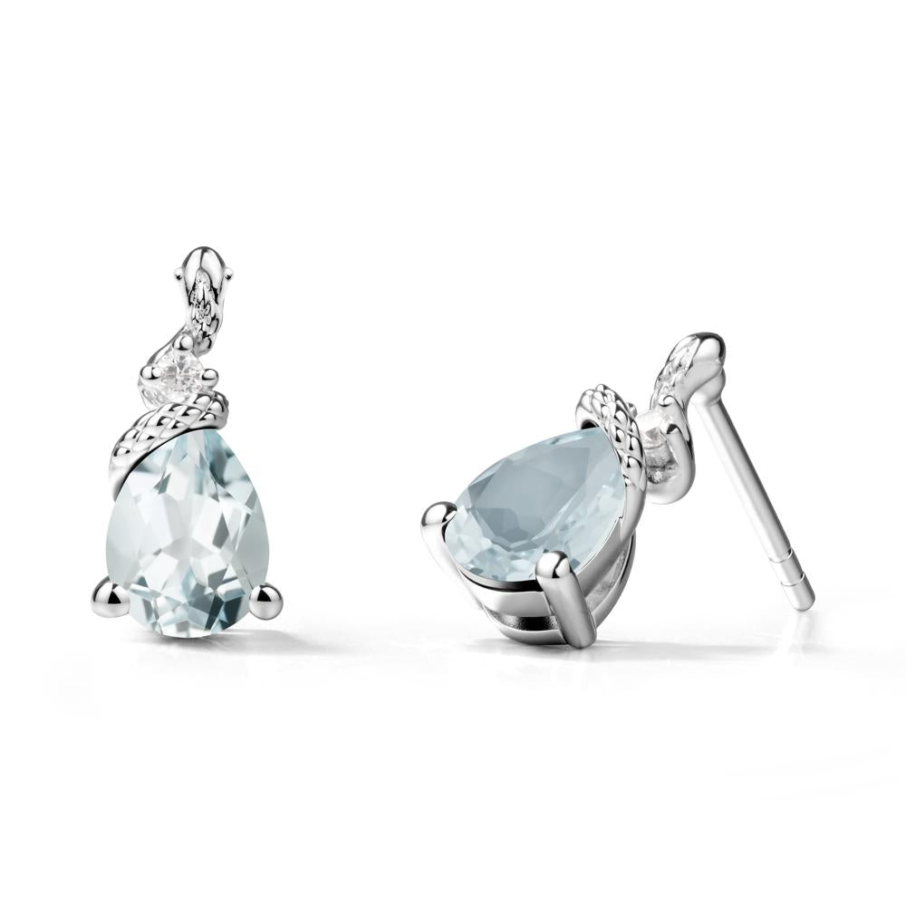 Pear Shaped Aquamarine Sanke Earrings - LUO Jewelry #metal_14k white gold