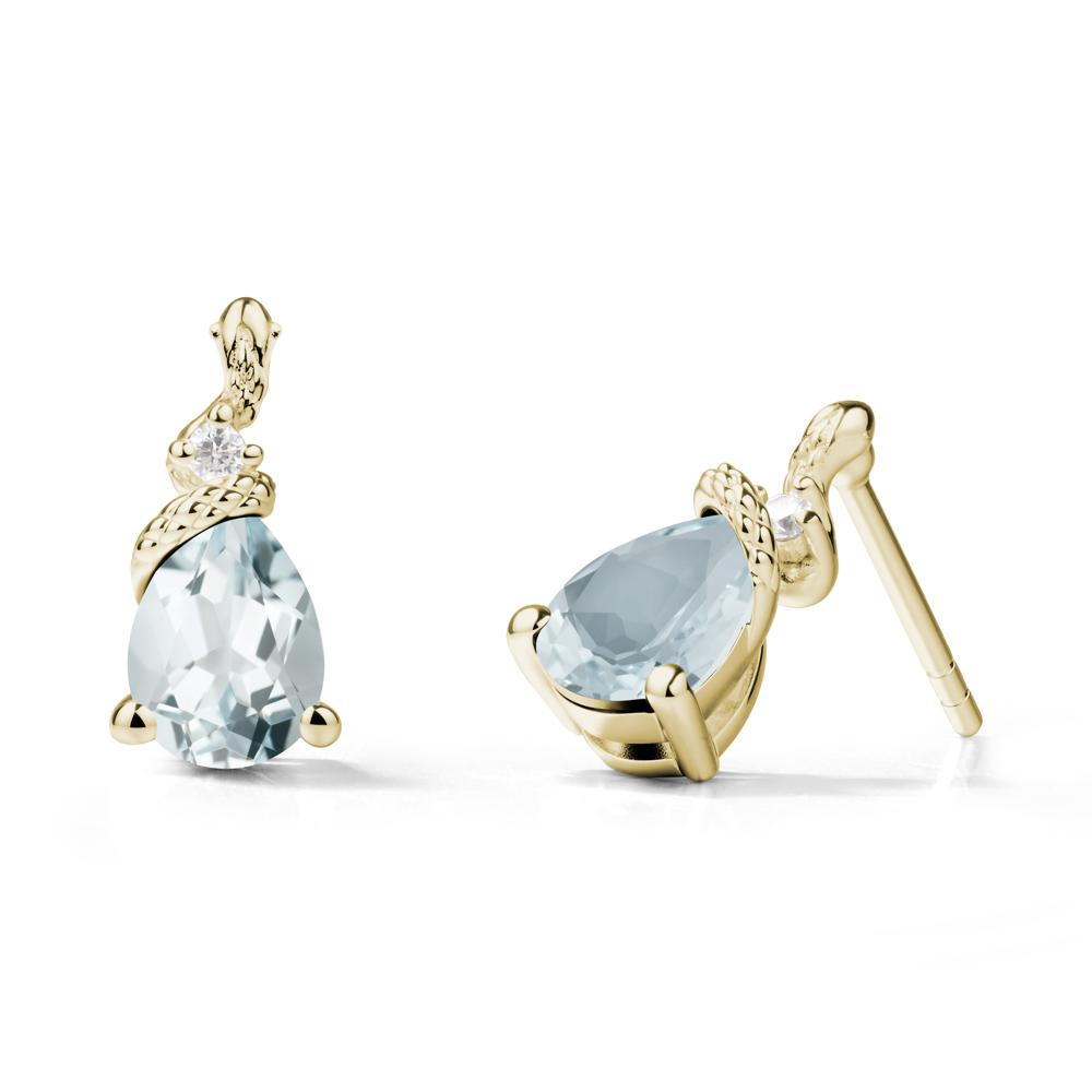 Pear Shaped Aquamarine Sanke Earrings - LUO Jewelry #metal_14k yellow gold