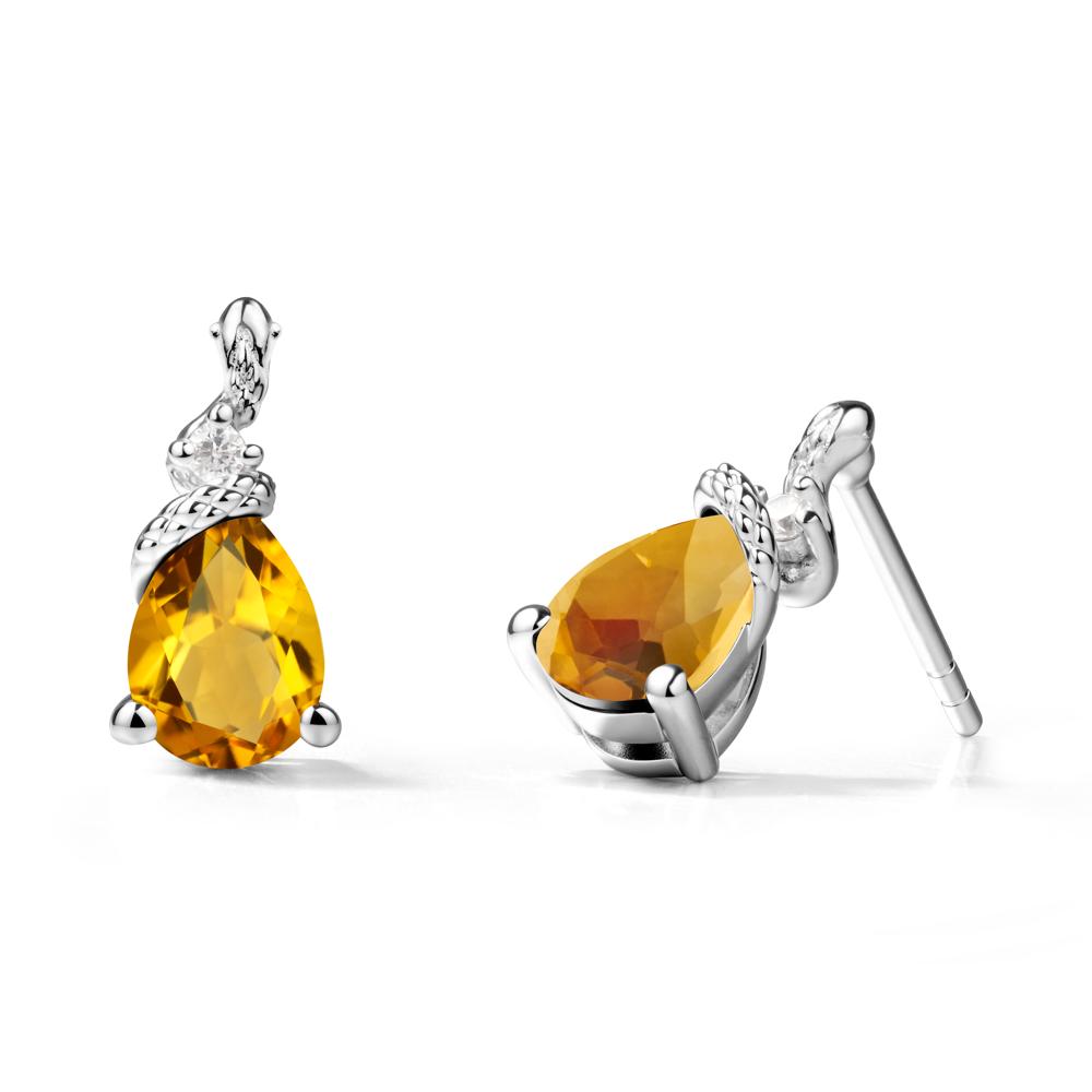 Pear Shaped Citrine Sanke Earrings - LUO Jewelry #metal_18k white gold