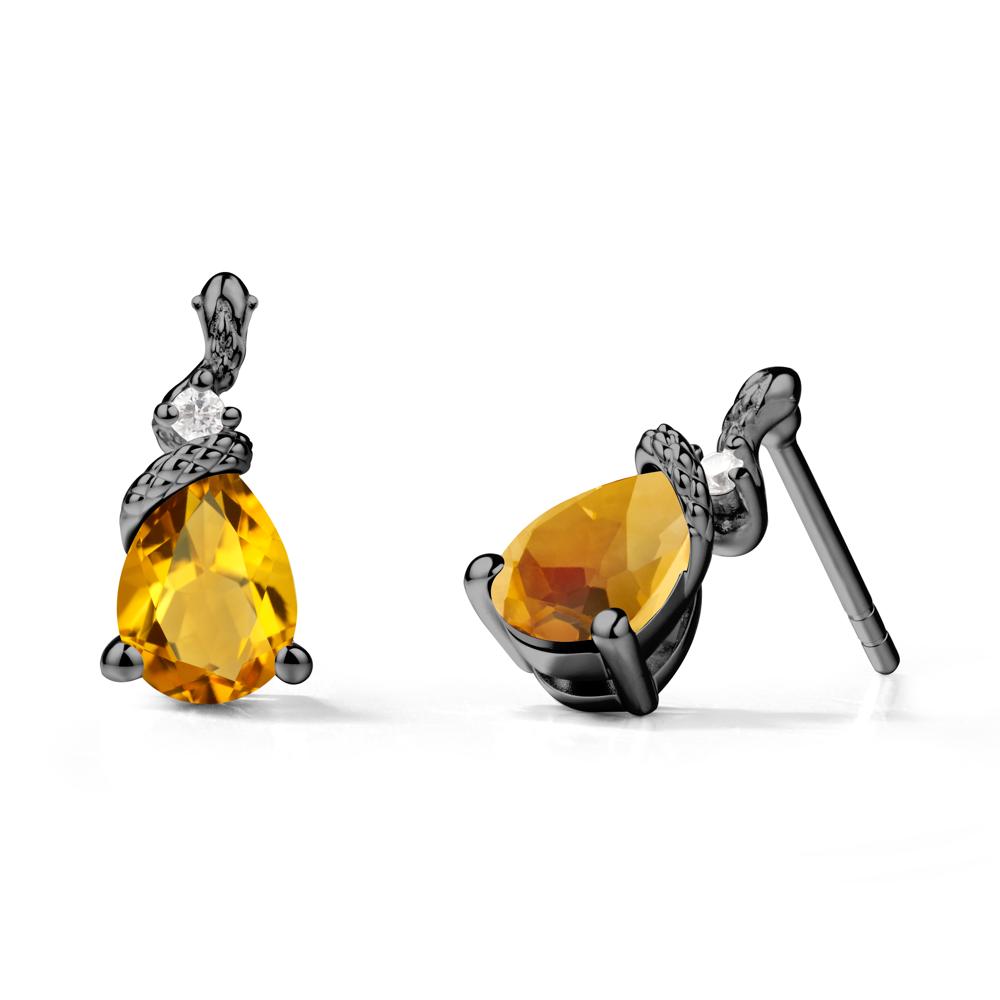 Pear Shaped Citrine Sanke Earrings - LUO Jewelry #metal_black finish sterling silver