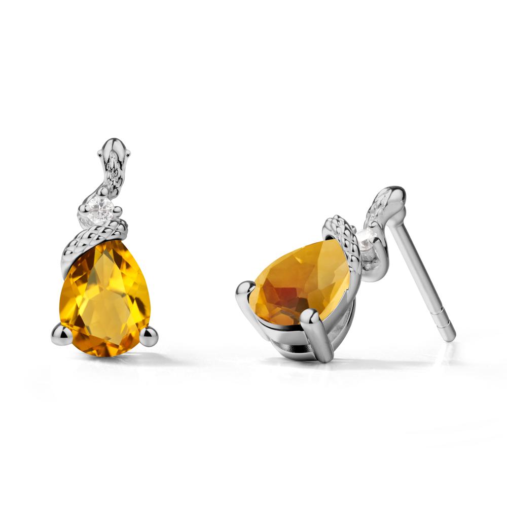 Pear Shaped Citrine Sanke Earrings - LUO Jewelry #metal_platinum