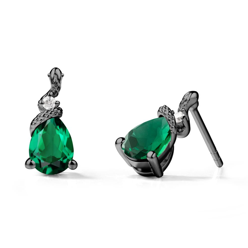 Sanke Inspired Teardrop Emerald Earrings - LUO Jewelry #metal_black finish sterling silver