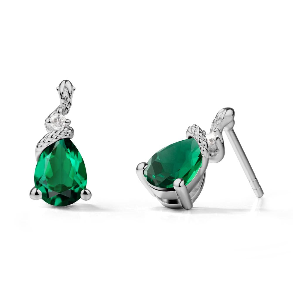 Sanke Inspired Teardrop Emerald Earrings - LUO Jewelry #metal_platinum