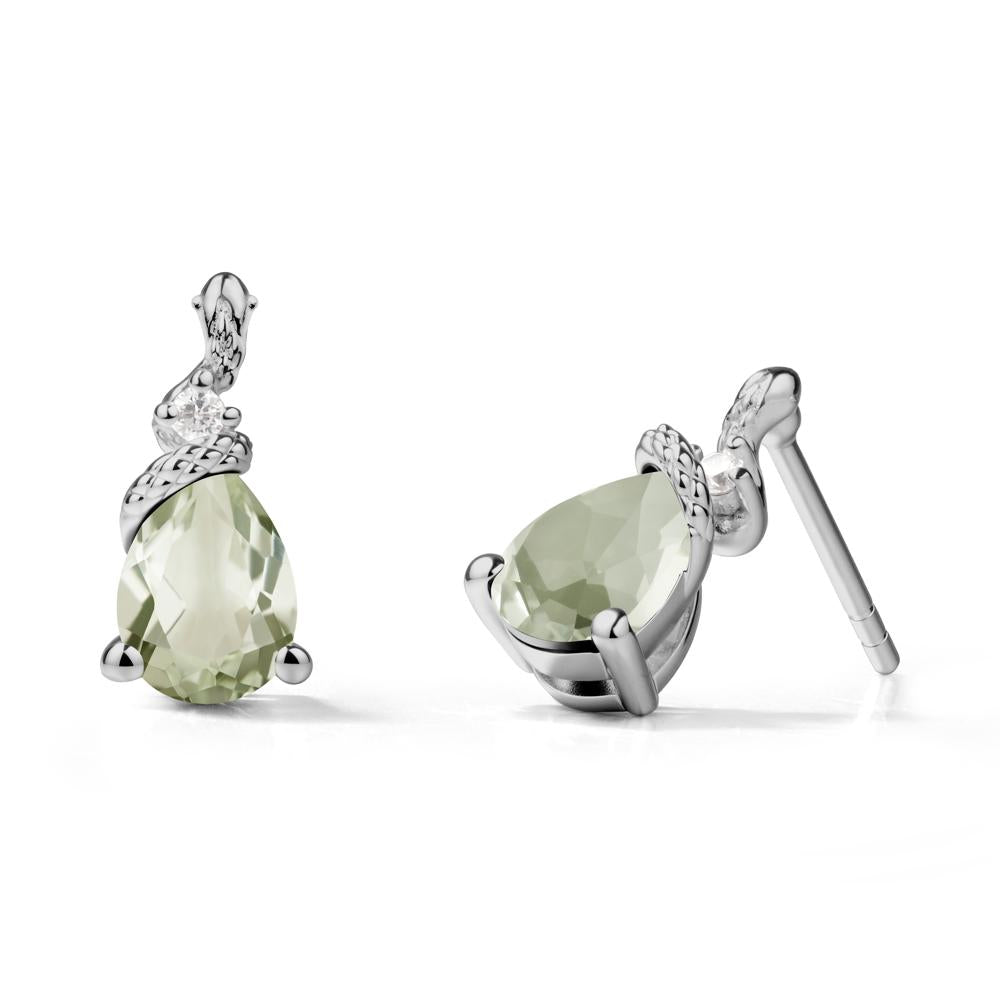 Sanke Inspired Teardrop Green Amethyst Earrings - LUO Jewelry #metal_platinum