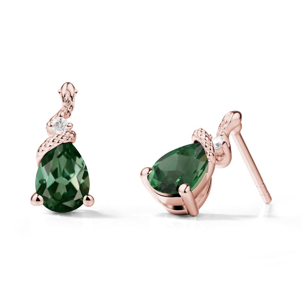 Pear Shaped Green Sapphire Sanke Earrings - LUO Jewelry #metal_18k rose gold