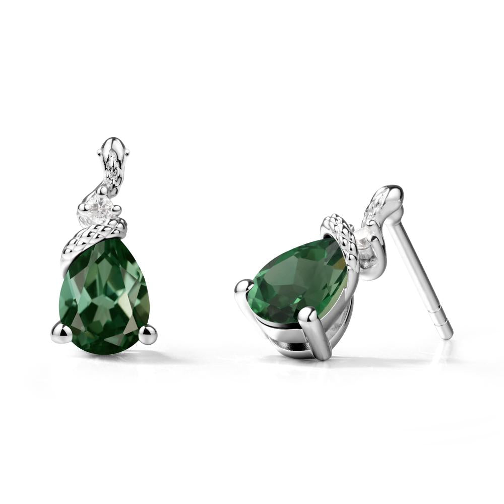 Pear Shaped Green Sapphire Sanke Earrings - LUO Jewelry #metal_sterling silver