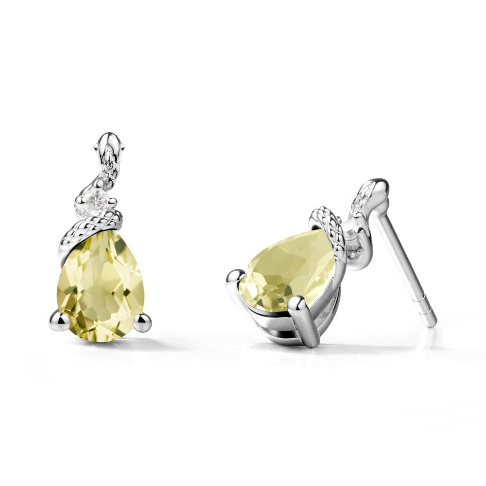 Sanke Inspired Teardrop Lemon Quartz Earrings - LUO Jewelry #metal_14k white gold