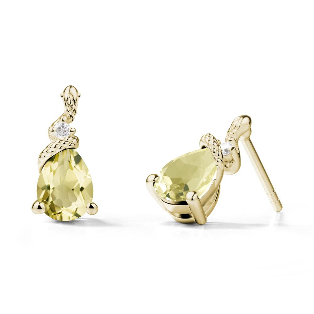 Sanke Inspired Teardrop Lemon Quartz Earrings - LUO Jewelry #metal_14k yellow gold