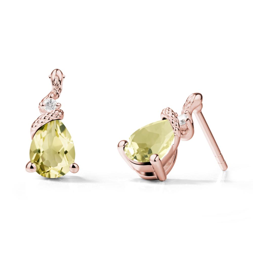 Sanke Inspired Teardrop Lemon Quartz Earrings - LUO Jewelry #metal_18k rose gold