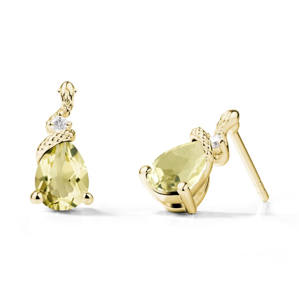 Sanke Inspired Teardrop Lemon Quartz Earrings - LUO Jewelry #metal_18k yellow gold