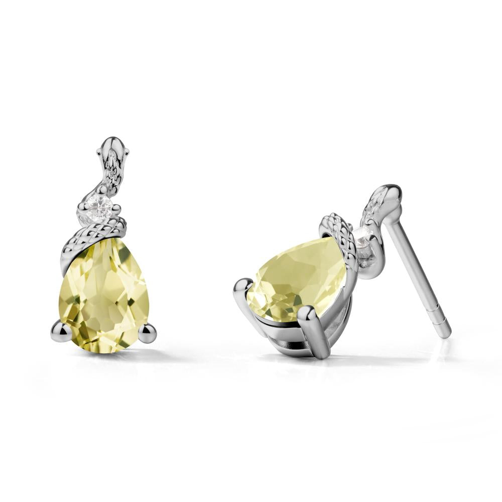 Sanke Inspired Teardrop Lemon Quartz Earrings - LUO Jewelry #metal_platinum