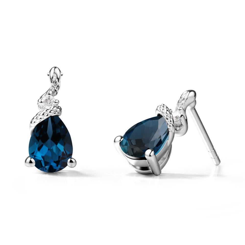 Pear Shaped London Blue Topaz Sanke Earrings - LUO Jewelry #metal_sterling silver