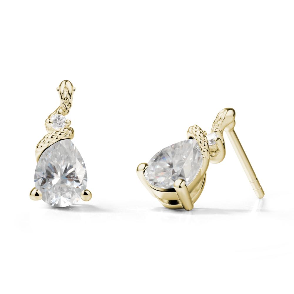 Sanke Inspired Teardrop Moissanite Earrings - LUO Jewelry #metal_14k yellow gold