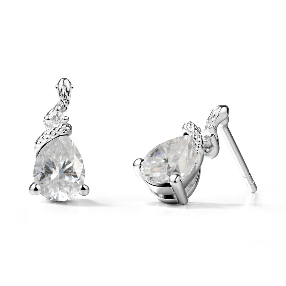 Sanke Inspired Teardrop Moissanite Earrings - LUO Jewelry #metal_18k white gold