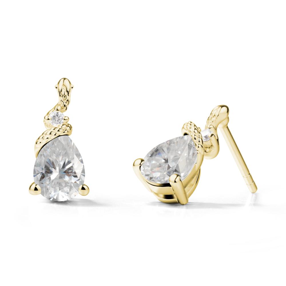 Sanke Inspired Teardrop Moissanite Earrings - LUO Jewelry #metal_18k yellow gold