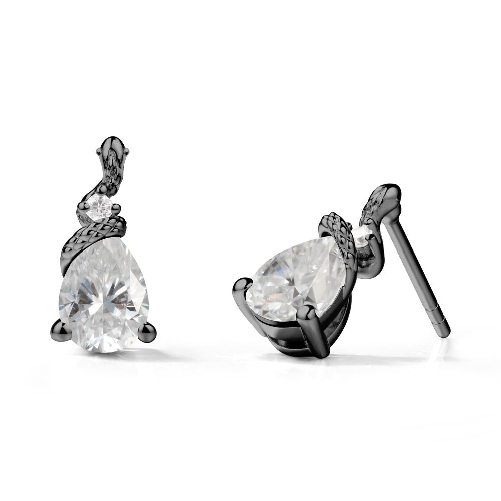 Sanke Inspired Teardrop Moissanite Earrings - LUO Jewelry #metal_black finish sterling silver