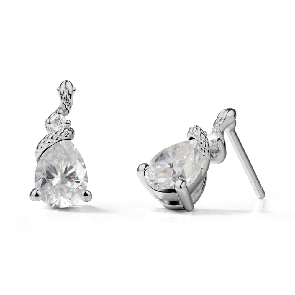 Sanke Inspired Teardrop Moissanite Earrings - LUO Jewelry #metal_platinum