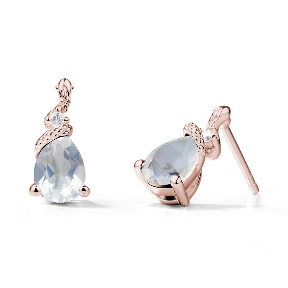 Pear Shaped Moonstone Sanke Earrings - LUO Jewelry #metal_14k rose gold