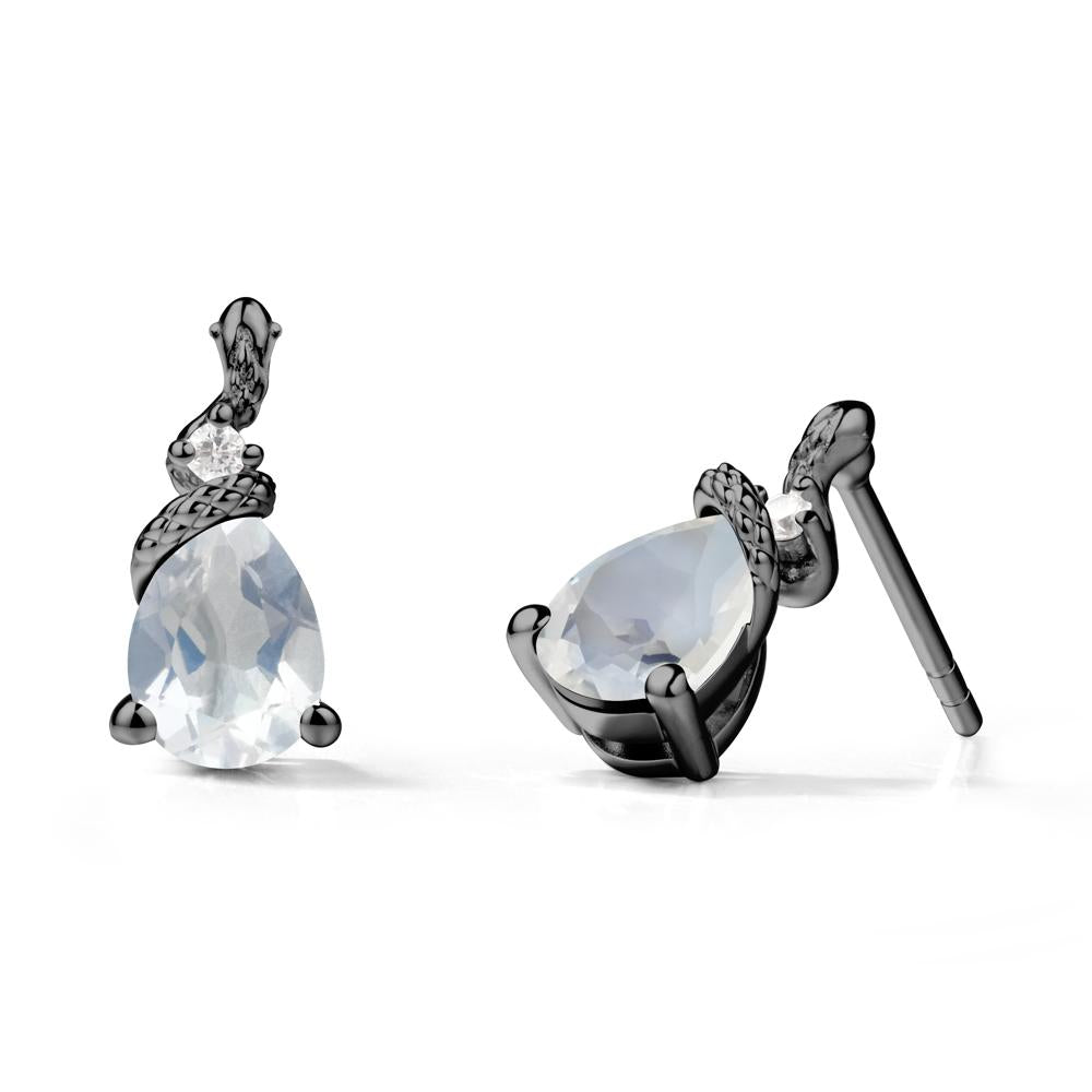 Pear Shaped Moonstone Sanke Earrings - LUO Jewelry #metal_black finish sterling silver
