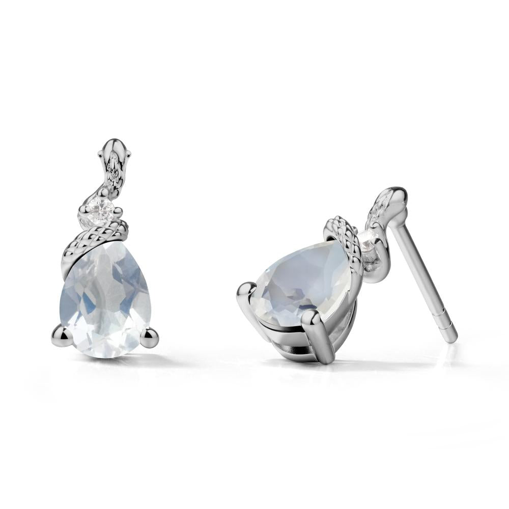 Pear Shaped Moonstone Sanke Earrings - LUO Jewelry #metal_platinum