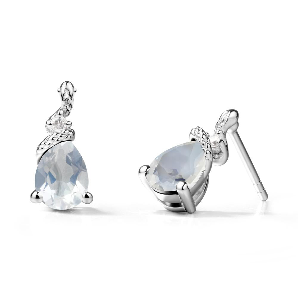 Pear Shaped Moonstone Sanke Earrings - LUO Jewelry #metal_sterling silver