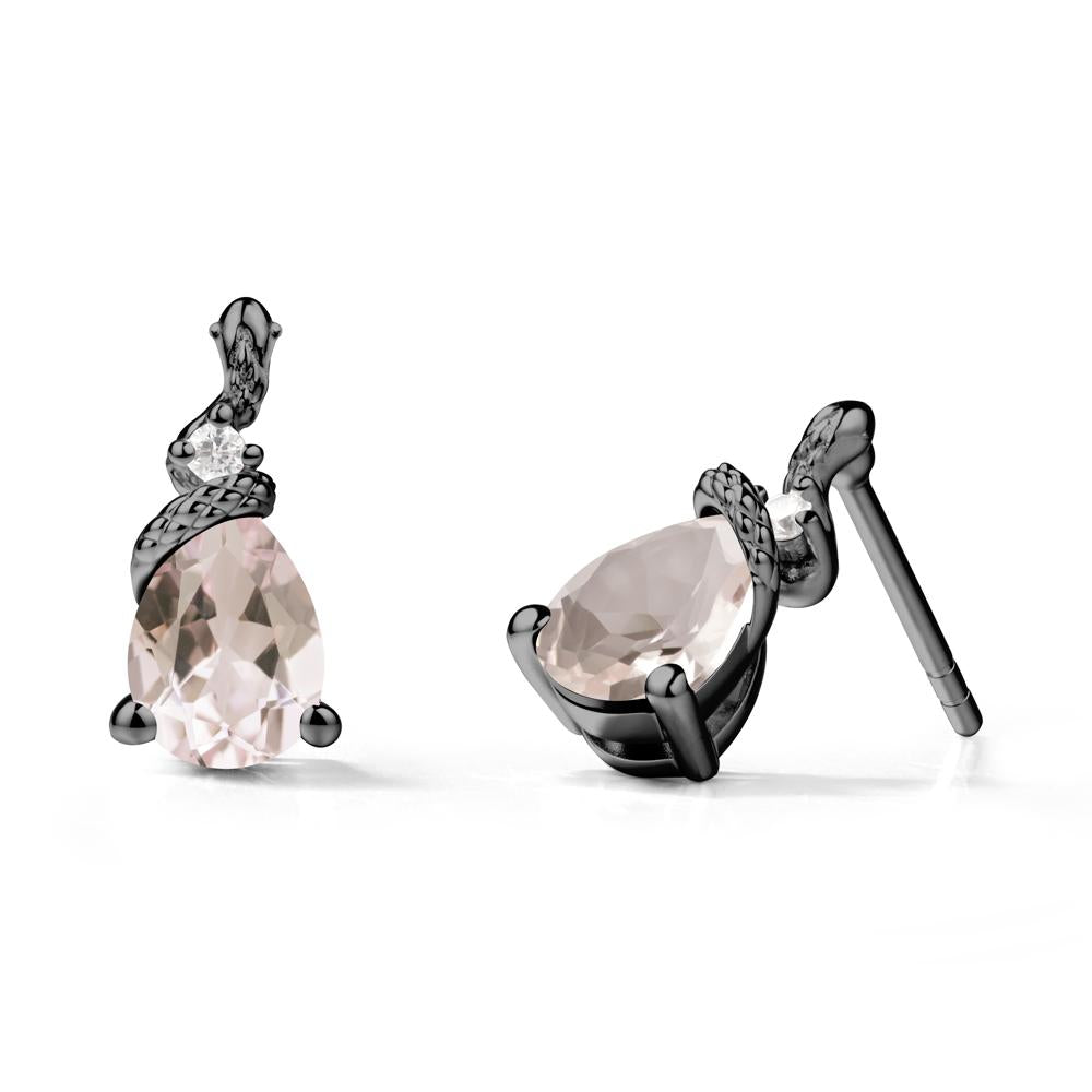 Sanke Inspired Teardrop Morganite Earrings - LUO Jewelry #metal_black finish sterling silver