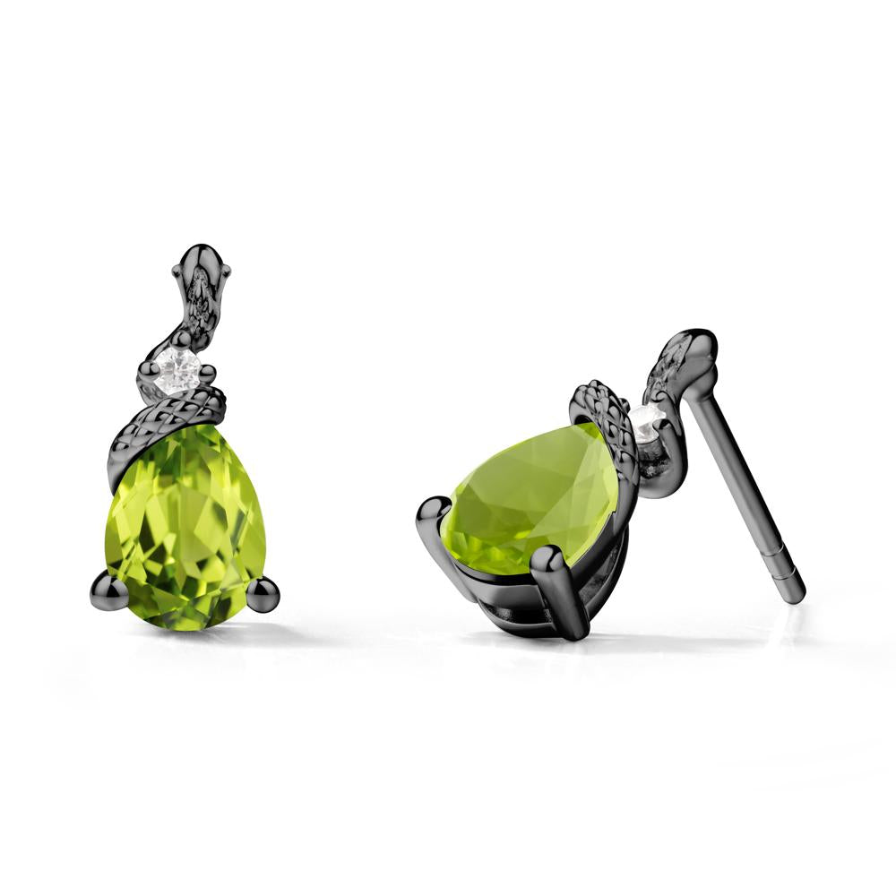 Pear Shaped Peridot Sanke Earrings - LUO Jewelry #metal_black finish sterling silver