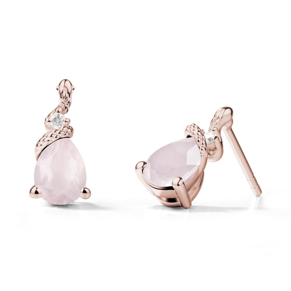 Sanke Inspired Teardrop Rose Quartz Earrings - LUO Jewelry #metal_14k rose gold