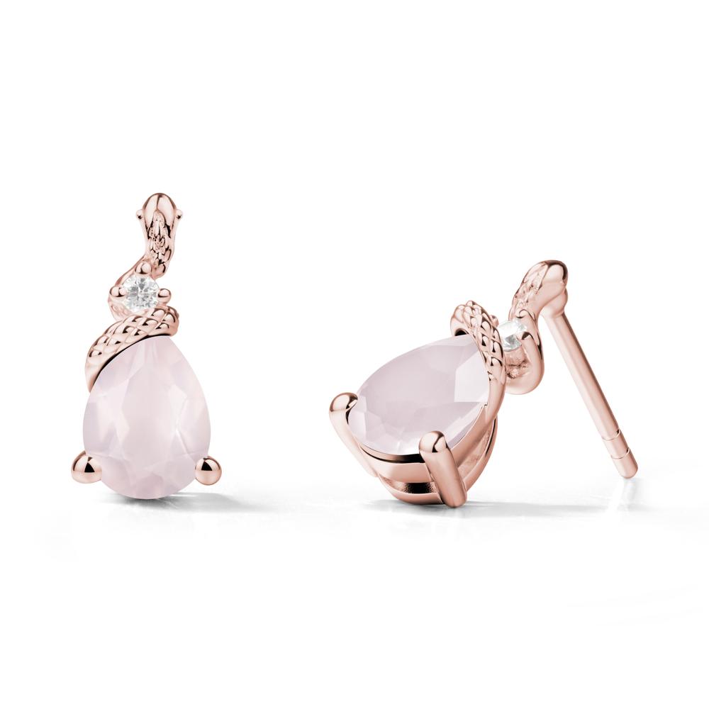 Sanke Inspired Teardrop Rose Quartz Earrings - LUO Jewelry #metal_18k rose gold